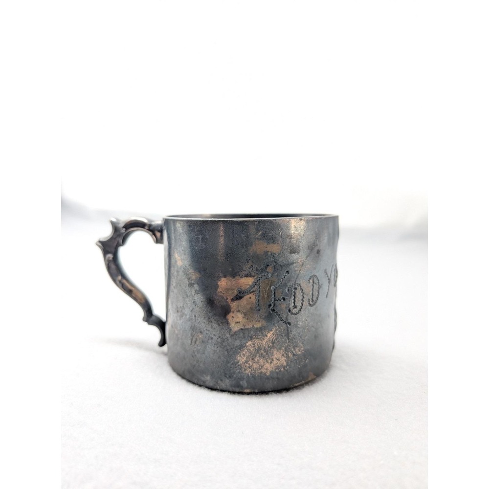 Vintage Silver Plated Baby Cup Poole Silver Co. "BEAR"  Engraved